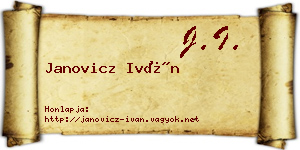 Janovicz Iván névjegykártya